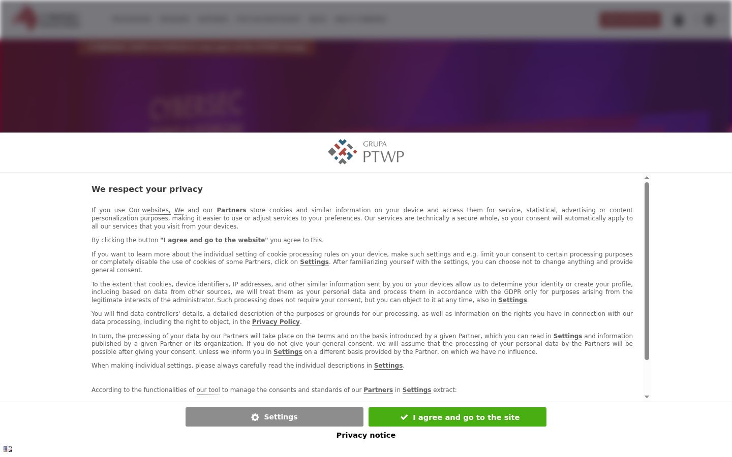 Screenshot of the consent banner shown before any interaction