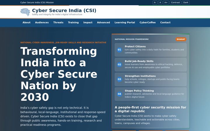 Ekraanipilt saidist cybersecureindia.org