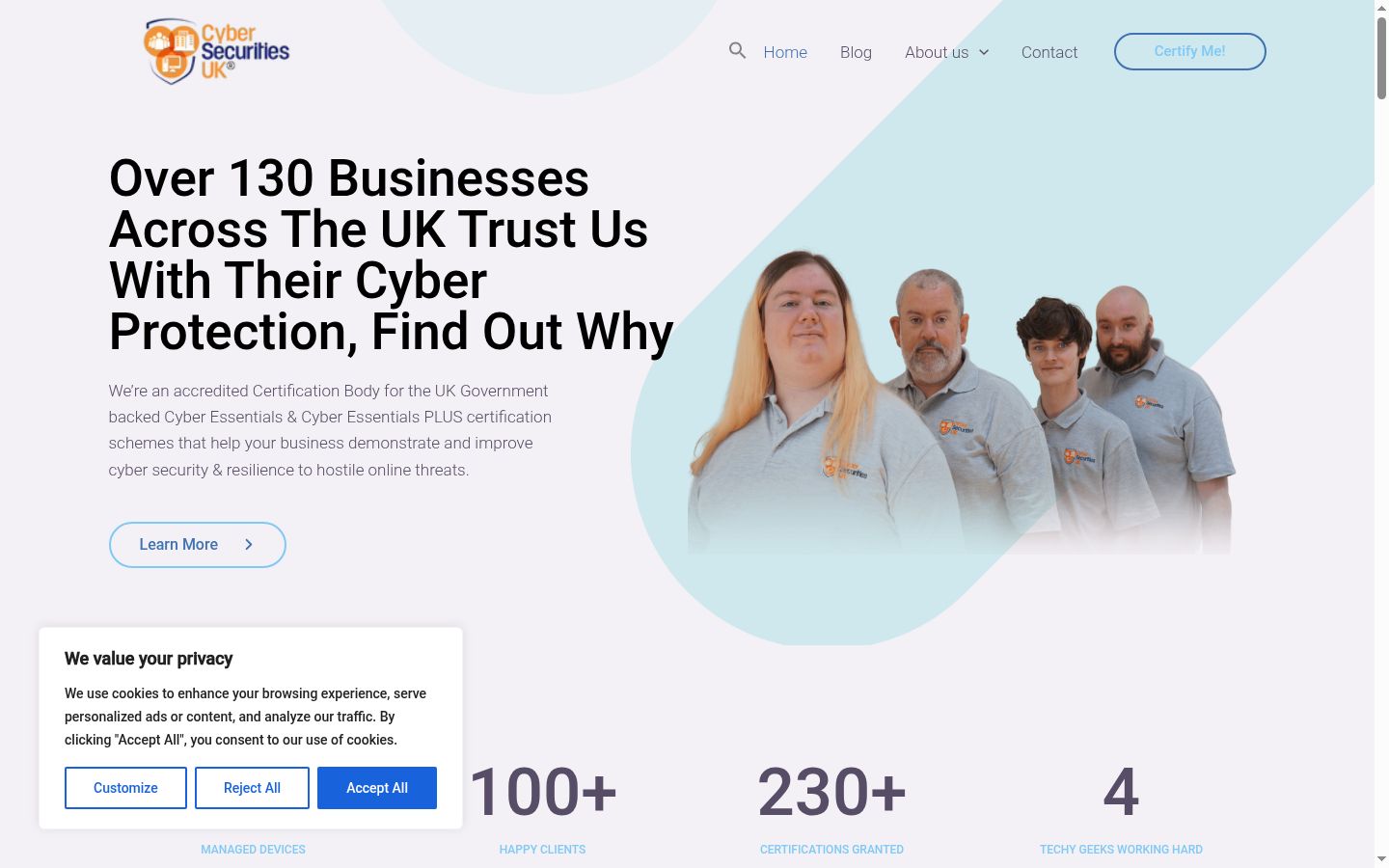 Screenshot del banner di consenso mostrato prima di qualsiasi interazione
