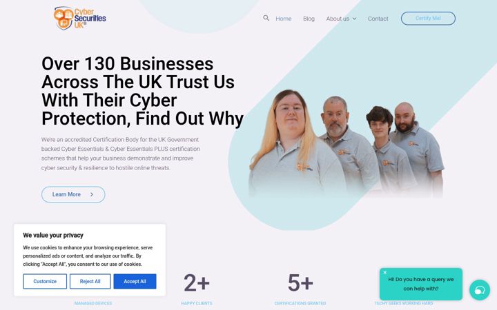 Screenshot of cybersecurities.uk