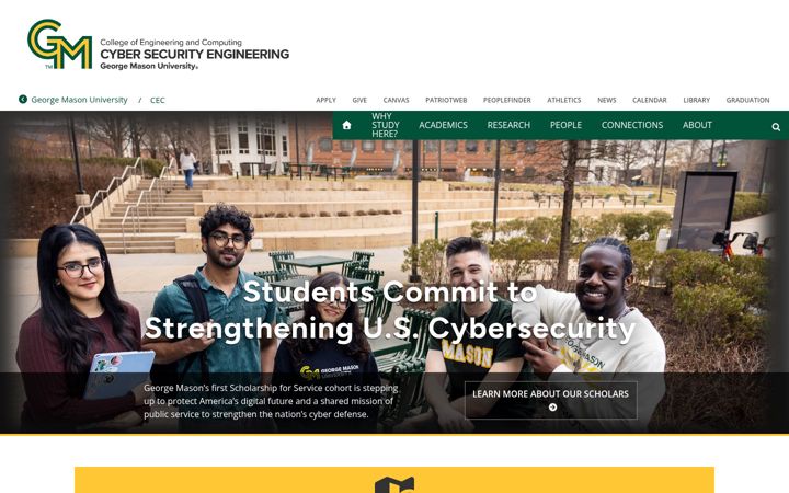 Skjermbilde av cybersecurity.gmu.edu