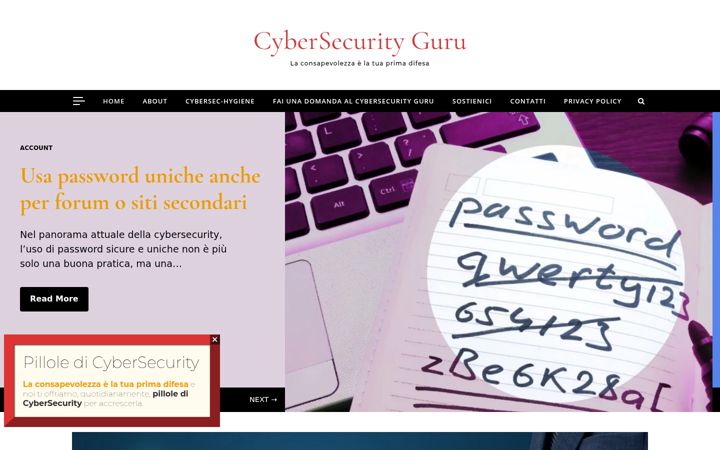 Screenshot of cybersecurityguru.it
