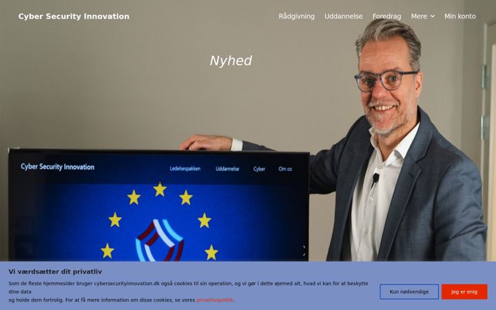 Skærmbillede af cybersecurityinnovation.dk