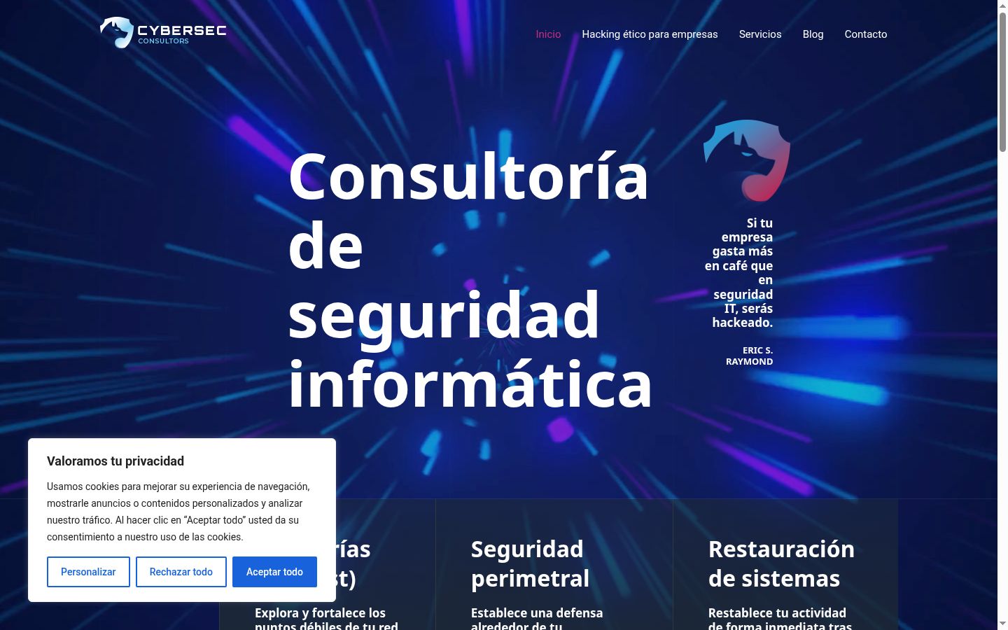 Screenshot del banner di consenso mostrato prima di qualsiasi interazione