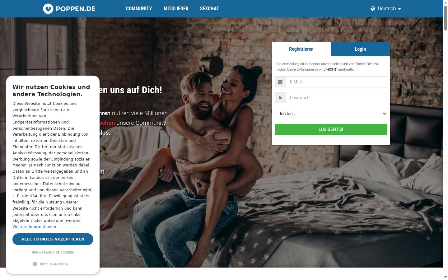 Screenshot del banner di consenso mostrato prima di qualsiasi interazione
