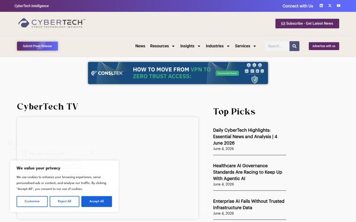 Screenshot of cybertechnologyinsights.com