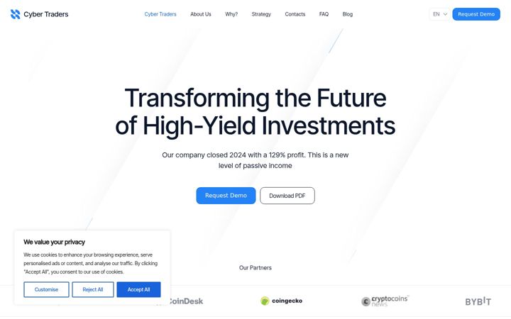Екранна снимка на cybertraders.io