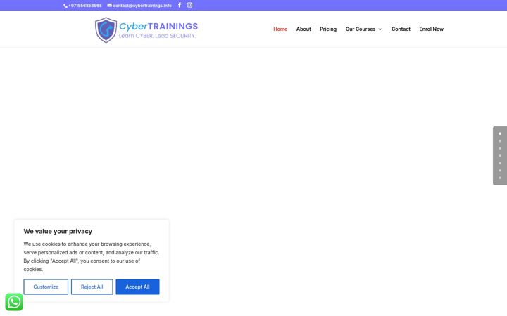 Captura de pantalla de cybertrainings.info