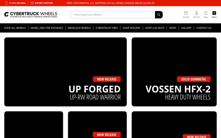 Screenshot of cybertruckwheels.com