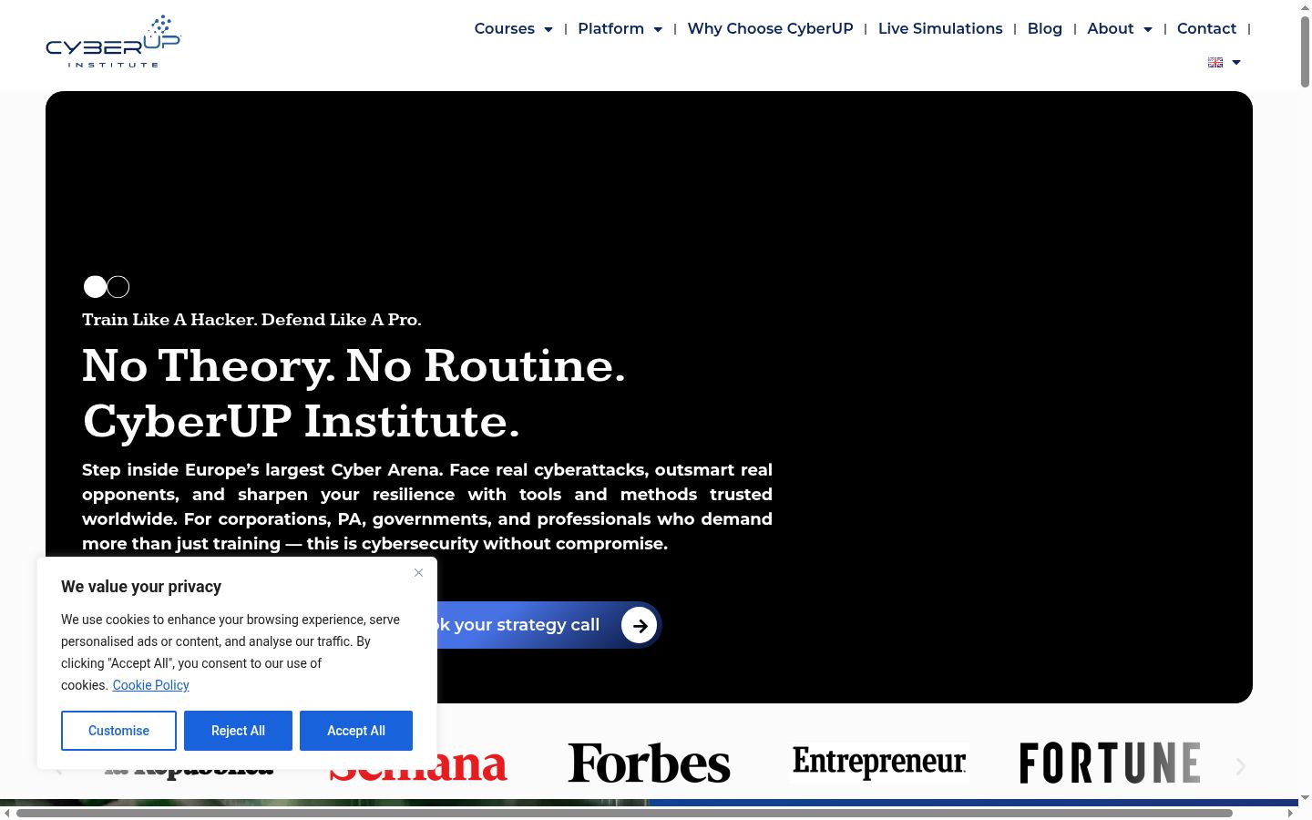 Screenshot of the consent banner shown before any interaction