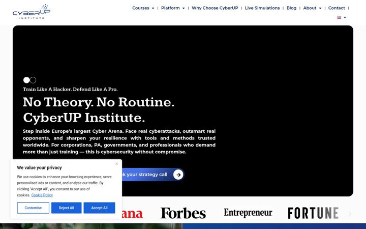 Screenshot of cyberupinstitute.com