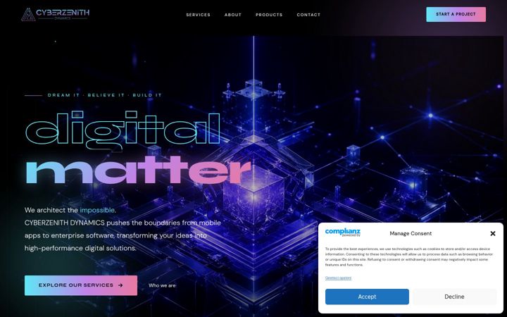 Screenshot of cyberzenithdynamics.com