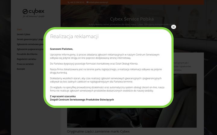 Screenshot of cybex-service.pl