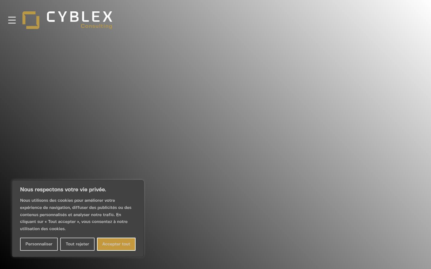 Captura de pantalla del banner de consentimiento mostrado antes de cualquier interacción