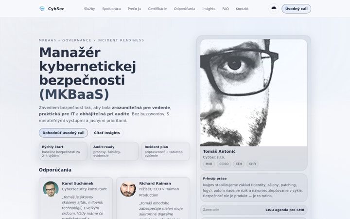 Screenshot of cybsec.sk
