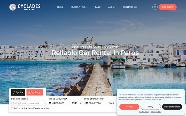 Screenshot of cycladesrentacar.gr