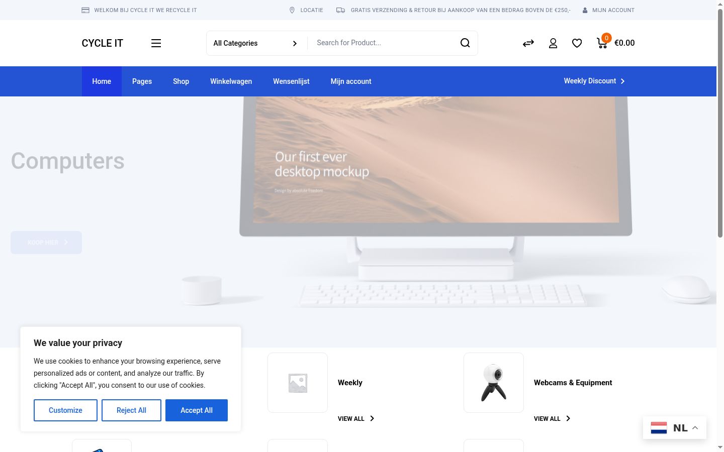 Screenshot del banner di consenso mostrato prima di qualsiasi interazione