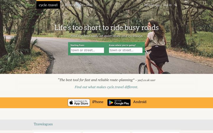 Screenshot of cycle.travel