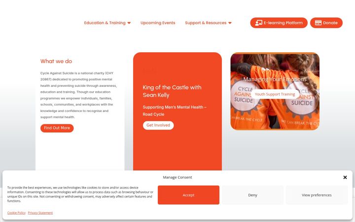 Screenshot of cycleagainstsuicide.com