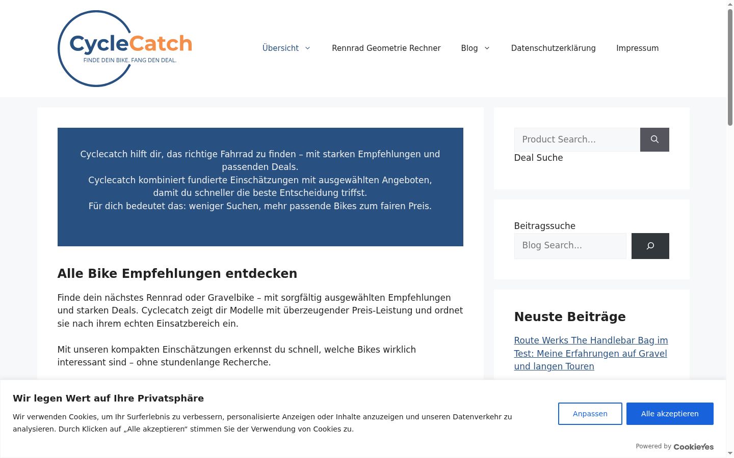 Screenshot of the consent banner shown before any interaction