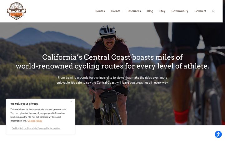 Screenshot of cyclecentralcoast.com
