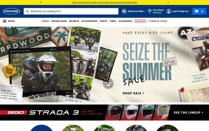 Screenshot van cyclegear.com