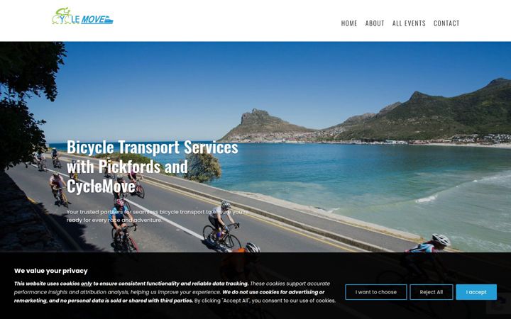 Екранна снимка на cyclemove.co.za