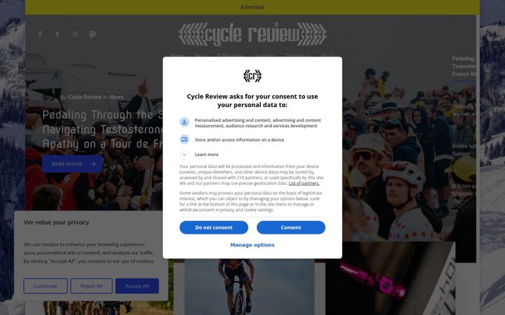 Screenshot of cyclereview.co.uk