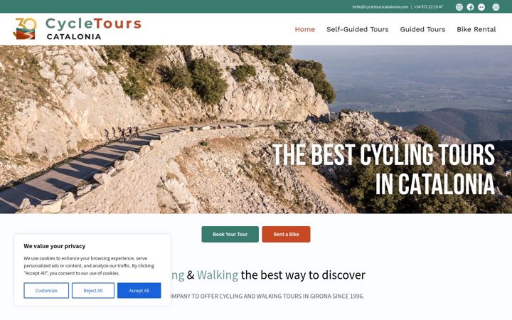 Screenshot of cycletourscatalonia.com