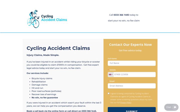 Screenshot of cycling-accident-claims.co.uk