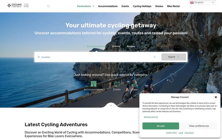 Screenshot of cycling-friendly.com