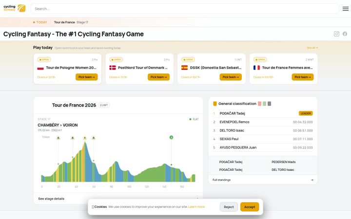 Screenshot of cyclingfantasy.cc