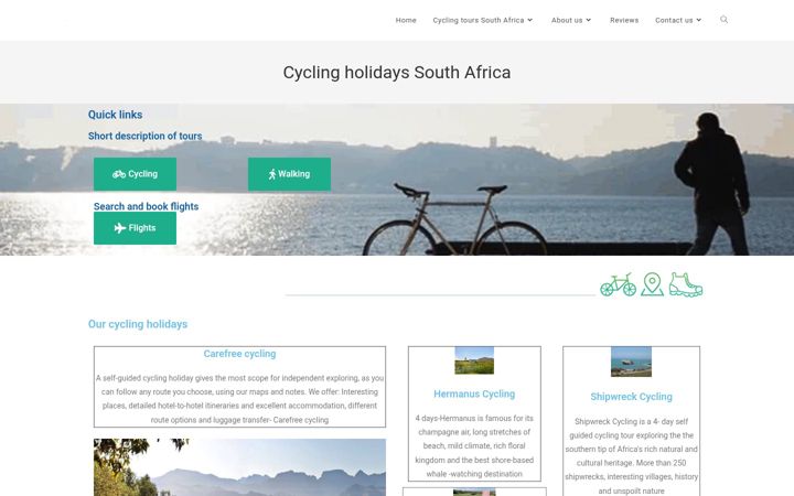 Екранна снимка на cyclingholidays.co.za