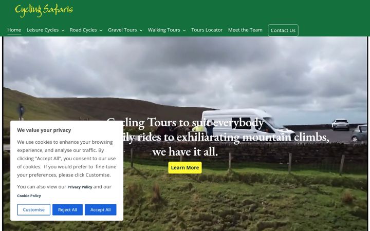 Screenshot of cyclingsafaris.com