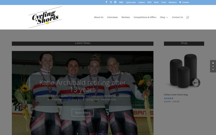 Screenshot of cyclingshorts.uk.com