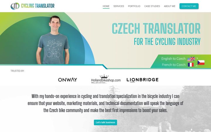 Screenshot stránky cyclingtranslator.cz