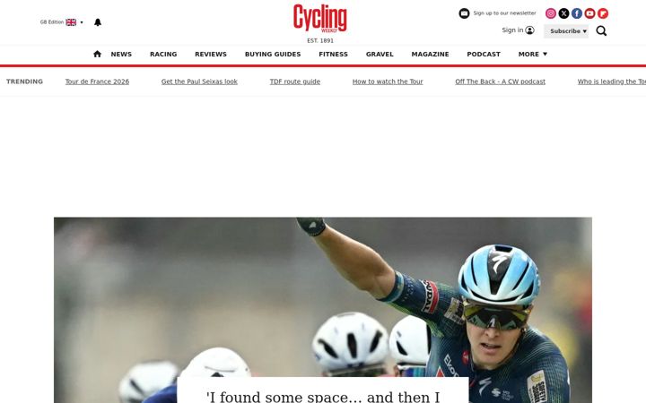 Posnetek zaslona cyclingweekly.com