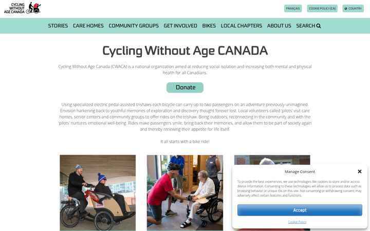 Skärmbild av cyclingwithoutage.ca