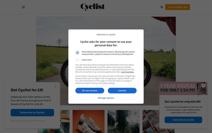 Screenshot of cyclist.co.uk