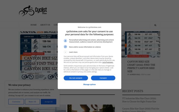 Screenshot of cyclistview.com