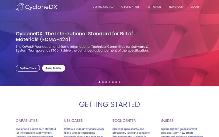 Screenshot of cyclonedx.org