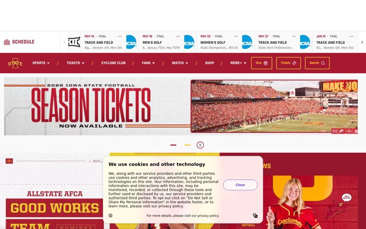 Screenshot of cyclones.com