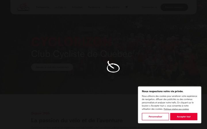 Screenshot of cyclorizon.com