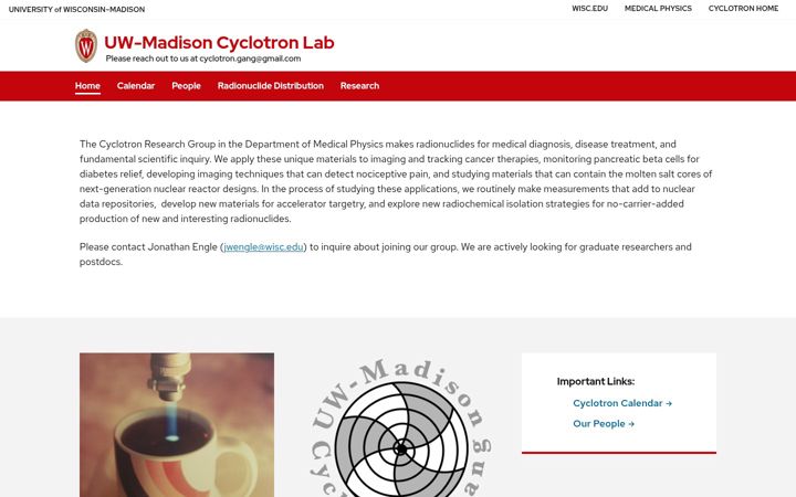 Skjermbilde av cyclotron.wisc.edu