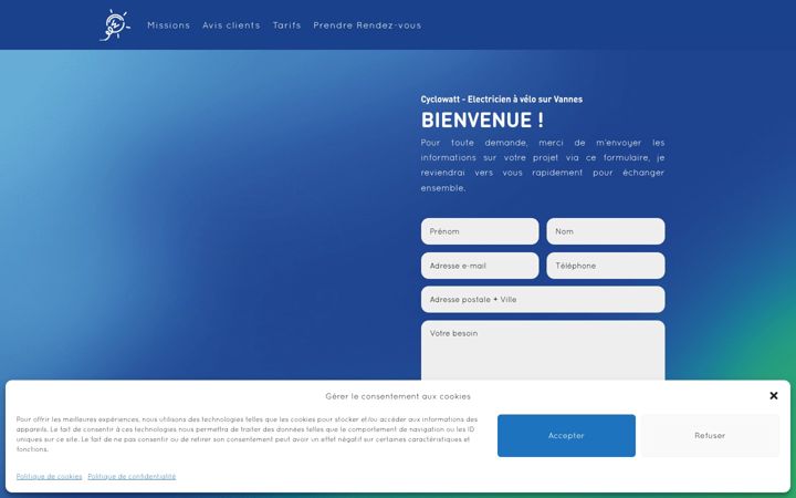 Screenshot of cyclowatt-electricite.com