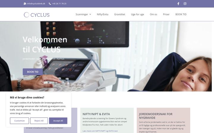 Screenshot of cyclusklinik.dk