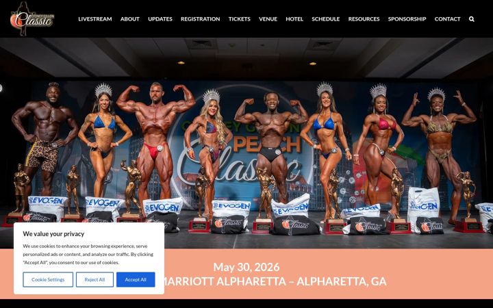 Screenshot of cydneygillonpeachclassic.com
