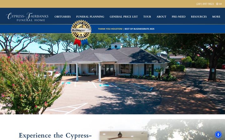Screenshot of cyfairfunerals.com