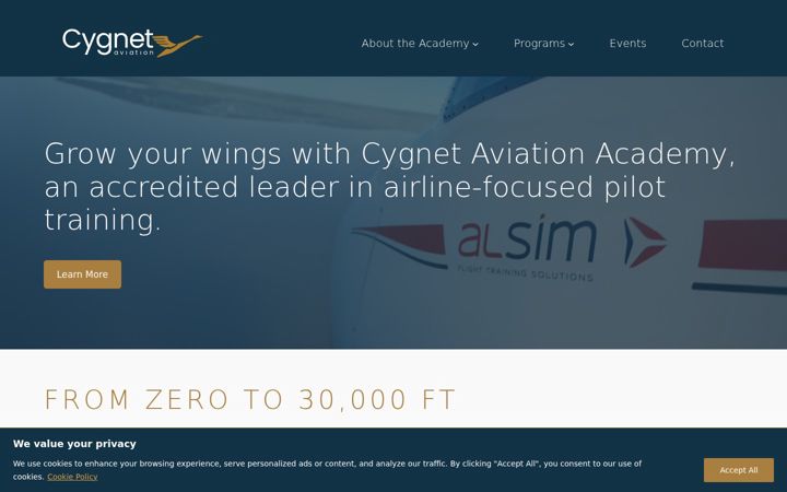Screenshot of cygnetaviation.com