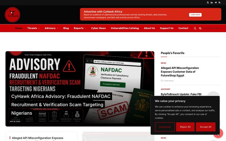 Screenshot of cyhawk-africa.com